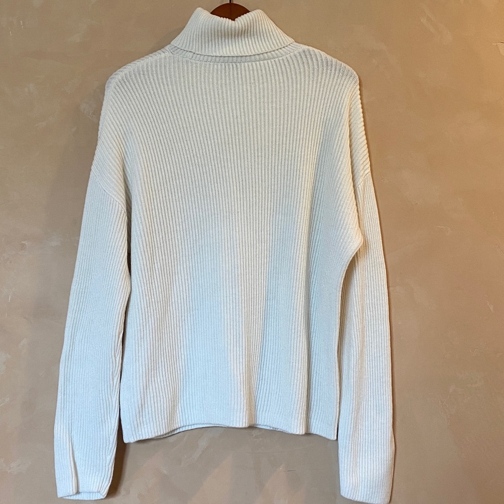 LILYSILK Women's Ribbed Turtleneck Wool Sweater Cream Size M - Picture 6 of 12